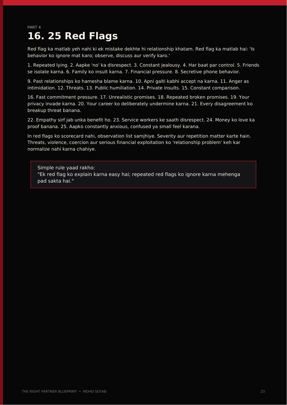 25 Red Flags — actual book page 23