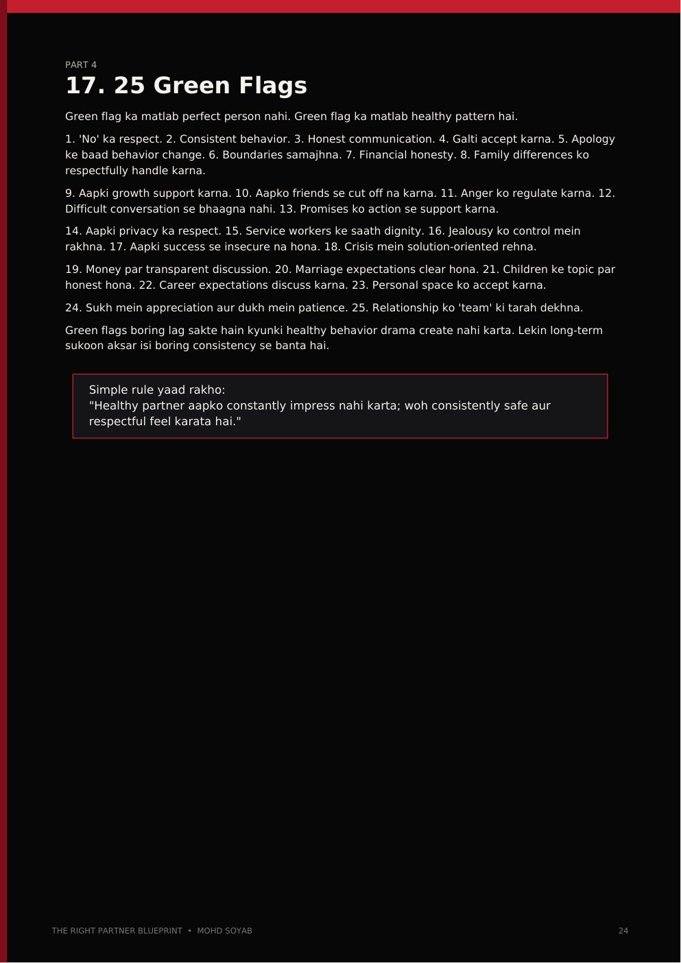 25 Green Flags — actual book page 24